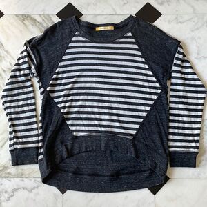 COIN Charcoal and White Striped Crewneck Pullover